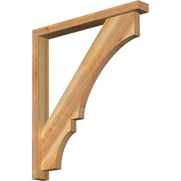 Ekena Millwork Balboa Block Rough Sawn Bracket w/ Offset Brace, Western Red Cedar, 4"W x 34"D x 38"H BKT0402X34X38BOA05RWR - main